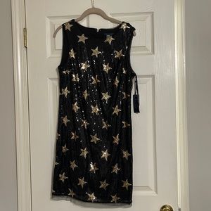 NWT Tommy Hilfiger black gold star sparkle dress